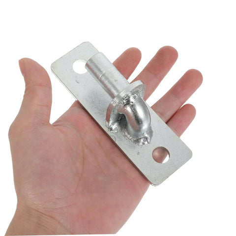 Heavy Duty Wall Mount Gate Hinges 4 Pack Galvanized Iron Frame Weather Proof Design No Sweat Bolt Install For Fence Posts And Barn Doors Built Solid For Any Backyard Setup With Standard Pin Openings shown in hand for size reference.