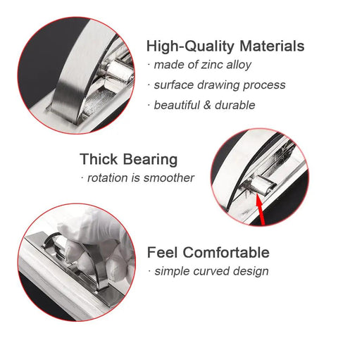 Close-up of 2 Pack Stealthy Invisible Cabinet Drawer Handle 180 Degree Rotating Hidden Concealed Grip Pulls showing zinc alloy design