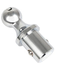 Heavy Duty Trailer Gooseneck Ball With Integrated Safety Chain Kit For Dodge Ram 2500 And 3500 Puck System Towing Setup close-up view of chrome 2 5/16 inch ball.