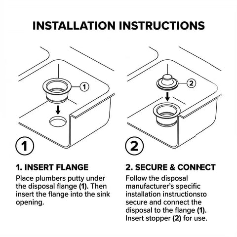 Level Up Your Kitchen Setup With This Premium Champagne Bronze Sink Garbage Disposal Flange Replacement Ring Featuring Warm Brushed Gold Finish For Easy Undermount Swap Total Home Refresh installation instructions for flange and disposal connection.