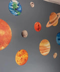 Solar System Wall Stickers For Kids Large Planet Wall Decal Space Room Decor For Bedroom Classroom Playroom Nursery Non Toxic Vinyl With Matte Finish Eco Friendly Durable Educational Gift Idea showing planets on a gray wall
