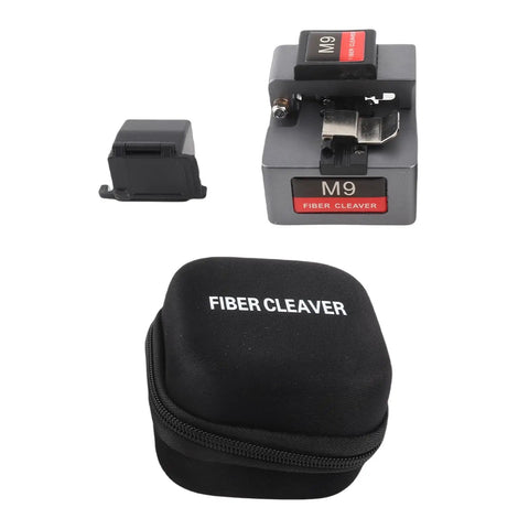 Saluaqi Automatic Optical Fiber Cleaver Machine With Tungsten Steel Cutting Head And 3 In 1 Fixture For Seamless Splicing Of.25mm And.9mm Cables Precision Tool For Tech Pros in carrying case and parts.
