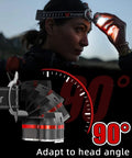 Person adjusting Rechargeable Headlamp With 8 LED High Lumen Ultra Bright Light Red Light USB Waterproof Head Flashlight 8 Mode Head Lamp