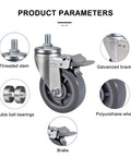 Beefy Heavy Duty Caster Wheels With Brakes For Furniture And Workbenches 360 Degree Swivel Plate Casters With M Threaded Stem