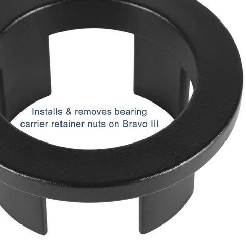 Black steel component of Beast Pro Grade Bearing Carrier Retainer Tool Set For Mercruiser Bravo 3 Drives Nut Installer And Remover Wrench Kit