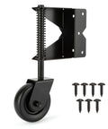 Beefy 4 Inch Gate Wheel Caster Kit With Spring Loaded Gate Helper For Wooden Fences And Vinyl Swing Gates, Heavy Duty Gate Support Wheel, Black