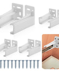 White Rear Drawer Track Socket Back Plates With Heavy Duty Mounting Brackets For Furniture And Cabinet Drawers installation view and included screws