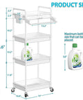 Diagram of Do It All Rolling Four Tier Storage Cart With Removable Towel Rack For Bathroom Kitchen Laundry Room Office On Wheels