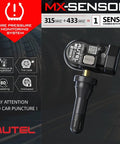 2in1 MX Sensor Dual Frequency Tire Pressure Sensor 315MHz 433MHz For TPMS Replacement With Original ID Cloning Easy Direct Swap No Relearn Snap In Works With MaxiTPMS Tools, snap-in TPMS sensor