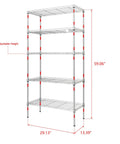 Heavy Duty Five Tier Wire Shelving Unit Kickass Storage Rack With Fully Adjustable Shelves For Kitchen Garage And Pantry Organization Keep Your Space Clean In Sleek Silver Gray 29 X 13 X 59 Inches with adjustable height feature.