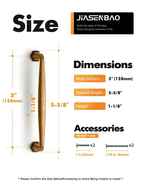 Size and dimensions guide for Antique Brass Cabinet Pulls Set Of 5 5 Inch Hole Center Vintage Drawer Pulls Dresser Handles Hardware