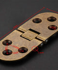 Dead Nuts Heavy Duty Flip Top Hinges Built Like A Tank For Sewing Tables And Butler Trays smooth bronze hinge measuring 30x79mm with mounting holes.