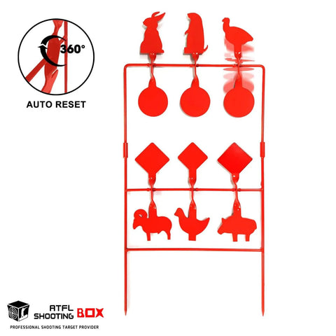 Nine Target Heavy Metal Spinner Set For Pellet Guns And Air Rifles With Animal Silhouettes Auto Reset Backyard Shooting Gear