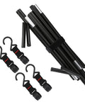 Portable Triangular Outdoor Storage Rack For Camping And Picnics parts including aluminum poles and plastic hooks for cookware hanging