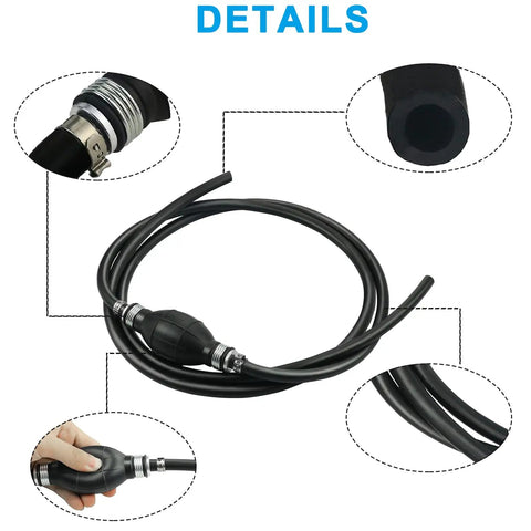 Universal Outboard Fuel Line With Primer Bulb Five Sixteenth Inch Eight Millimeter Marine Boat Fuel Hose Assembly Six Feet Long For Boats RVs Tractors And Caravans Ethanol Compatible Low Permeation