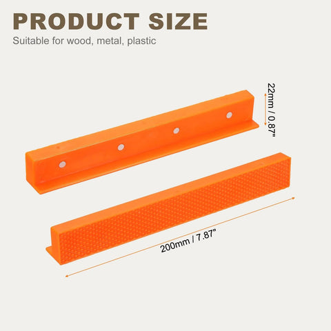 8 Inch Rubber Magnetic Vise Jaw Pads Soft Anti Scratch Jaws For DIY Woodworking Clamping Orange With Built In Magnets For Secure Attachment, 0.87 Inch Jaw Width, 7.87 Inch Length, Heavy Duty Durable shown with size dimensions