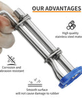 Close-up of Pro Grade All In One Hydraulic Cylinder Seal Installer Kit part with rubber grip, stainless steel, corrosion resistant
