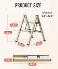 Dimensions of Two Step Aluminum Folding Ladder For Home Use Lightweight Portable Step Stool With Anti Slip Pedals Easy Fold