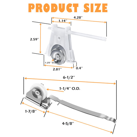 Product size diagram of Nylon Concave Screen Door Roller Replacement Set With Edge Adjustable Design for tool free fix.