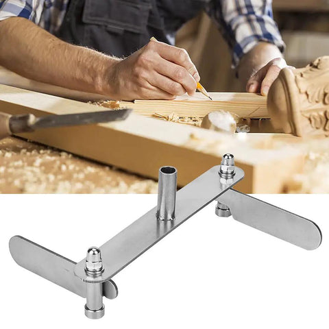 Built Tough Stainless Steel Woodworking Center Finder Marking Gauge With Sharp Scriber Tool used for precise center marking on wood.