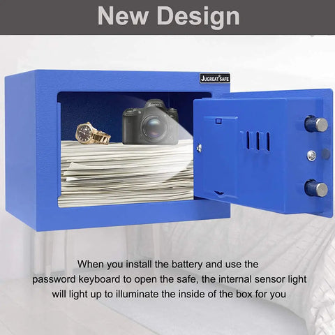 Induction Light Digital Security Safe Box Heavy Duty Steel Hidden Lockbox With Internal Lighting open with contents inside
