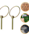 12 Piece Heavy Duty Lynch Pin Set With Quick Install Clips For Tractors, Trailers, Trucks, Lawn Mowers And Industrial Use, Versatile Locking Pins Kit For Farm Equipment, Hauling Gear, And Emergency Replacements. Carbon steel lynch pins with quick install clips, shown in khaki finish.