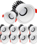 10 Pack Led Recessed Downlights With Slick Anti Glare Baffle Trim Dial In Any Shade From 3000K To 6000K Featuring Bright Cob Chips And A Precise Twenty Four Degree Beam