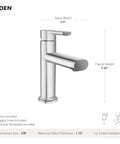 Diagram of Meena One Handle Bathroom Sink Faucet Matte Black With Drain Included And Optional Deck Plate Ready To Install.