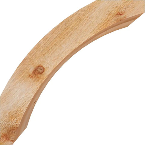 Top view of Rough Sawn Knee Brace In Western Red Cedar, Handcrafted North American Timber, showing one of a kind grain and smooth texture