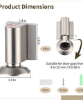 Heavy Duty Brushed Nickel Door Stopper Set For Home And Office Holds Firmly Without Drilling Screws Or Stickers Included dimensions 1.4x1.6 inches