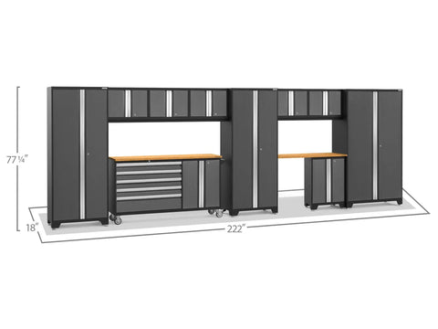 Gray 11 Piece Garage Storage Cabinet Set With 24 Gauge Fully Welded Steel Construction Tough As Nails Heavy Duty Design with dimensions.