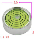 Horizontal Bead Metal Round Universal Spirit Level Bubble Green in White Diameter 25mm-60mm 1Piece(JYF30-3010QQ) side view showing measurement.