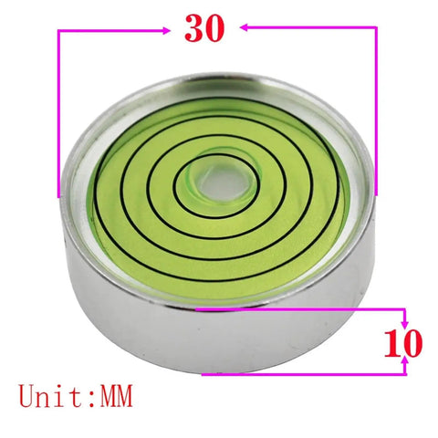 Horizontal Bead Metal Round Universal Spirit Level Bubble Green in White Diameter 25mm-60mm 1Piece(JYF30-3010QQ) side view showing measurement.