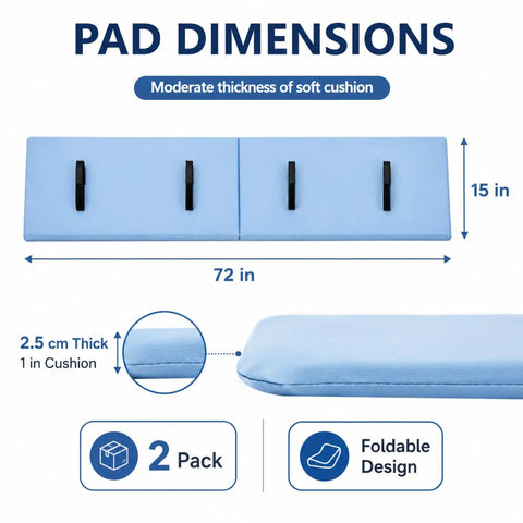 Set Of Two Large Bed Rail Padding Covers Measuring 72 By 15 By 1 Inches With Thick PU Leather Non Slip Bumper Pad For Elderly Care