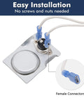Magnetic Thermostat Switch with high temp wire for fireplace blower fans, wood stoves, easy install, universal fit, shown with female connectors.