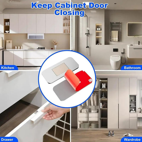Slim Stainless Steel Magnetic Cabinet Door Catch Set Ultra Thin Latches With Adhesive Easy Install Pack Of 10 in kitchen