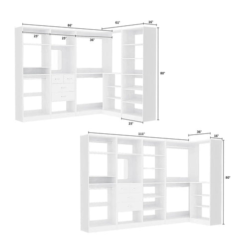 Beat The Clutter Game With This Dope Freestanding Closet System Built To Max Out Your Space Featuring Modular Wardrobe Organizers With 4 Drawers And Hanging Rods Plus A Shoe Rack With Mix And Match Towers Keep It Fresh Anywhere In Your Home, showcasing the modular design and dimensions.