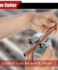 Hand using 2-In-1 Tubing Cutter With Ratchet Handles For Copper Pipe 1/4 To 7/8 Inch Close Quarters PVC Cutter