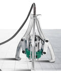 Heavy Duty Three-Jaw Hydraulic Puller Kit For Bearings And Pulleys showing adjustable arms and hydraulic mechanism
