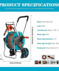 Heavy Duty Mobile Garden Hose Reel Cart With Rock Solid Non Slip Tires And Extendable Grip Means No Sweat Outdoor Watering size specifications