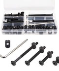 Heavy Hitter Crib Screws Hardware Replacement Kit provides twenty eight pieces of black hex drive screws and barrel nuts in storage case.
