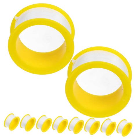 100 Pack Sealant Tape For Plumbing Quick Application To Stop Water Leaks On Pipes And Shower Heads Durable Waterproof Thread Seal Tape For DIY Pipe Repair And Fast Leak Fixes, shown front view with yellow edges.