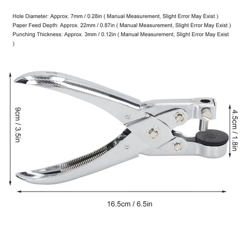 7mm Single Hole Punch For Paper Plastic Bags OPP PVC Bags Photos Cardboard Easy To Use For DIYers And Pros shown in side view