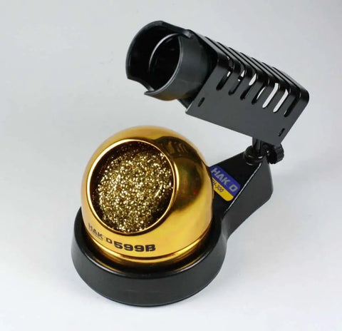 Heavy Duty Soldering Iron Stand With Weighted Base Built In Cleaning Sponge And 599B Tip Cleaner For Safer Mess Free Repairs And Quick Tip Maintenance For Daily Use on display.