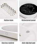Keep Those Daily Brews Popping With This Touch Control Coffee Mug Warmer And Electric Cup Heater Featuring Dual Heat Settings For Flat Bottom Drinkware Fast Forty Nine Watt Warmth Plus Ten Hour Auto Shutoff To Ride The Comfort Wave Anytime. Image showing features like waterproof panel, hollow hole, anti-slip foot pad, and control button.