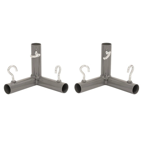 1-3/8 Inch Corner Kit For Golf Practice Cage Frames, 10 Piece Powder Coated Triple Corner Bracket Set With Threaded Eye Bolts, Right Angle And Dual Connection Brackets, Canopy Fittings For Backyard Indoor Outdoor Nets, Gray