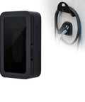 Tough As Nails Outdoor EV Charger Enclosure With Combination Lock And Weatherproof Visible Window, black, securely protects Tesla charger in outdoor setup.