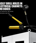 9 Ton Hydraulic Knockout Punch Kit For Conduit One Half Inch To Four Inch shown on metal cabinet.