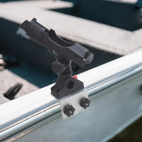 Heavy Duty Fishing Rod Holder for 90 Degree Boat Track System Side Mount with Aluminum Bracket Base 360 Degree Rotating for Versatrack Ranger Track System Bass Tracker and Track Boats mounted on boat rail