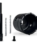 DECKRKAT 2-1/2in concrete hole saw kit with SDS shank, two center bits, black electroplated teeth